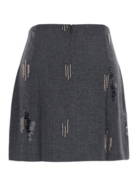 Leplain Women Embroidered Skirt In Gray Polyester For Women