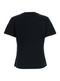 Leplain Women T-Shirt With Embroidered Details And Short Sleeves In Cotton And Spandex, Black Color For Men