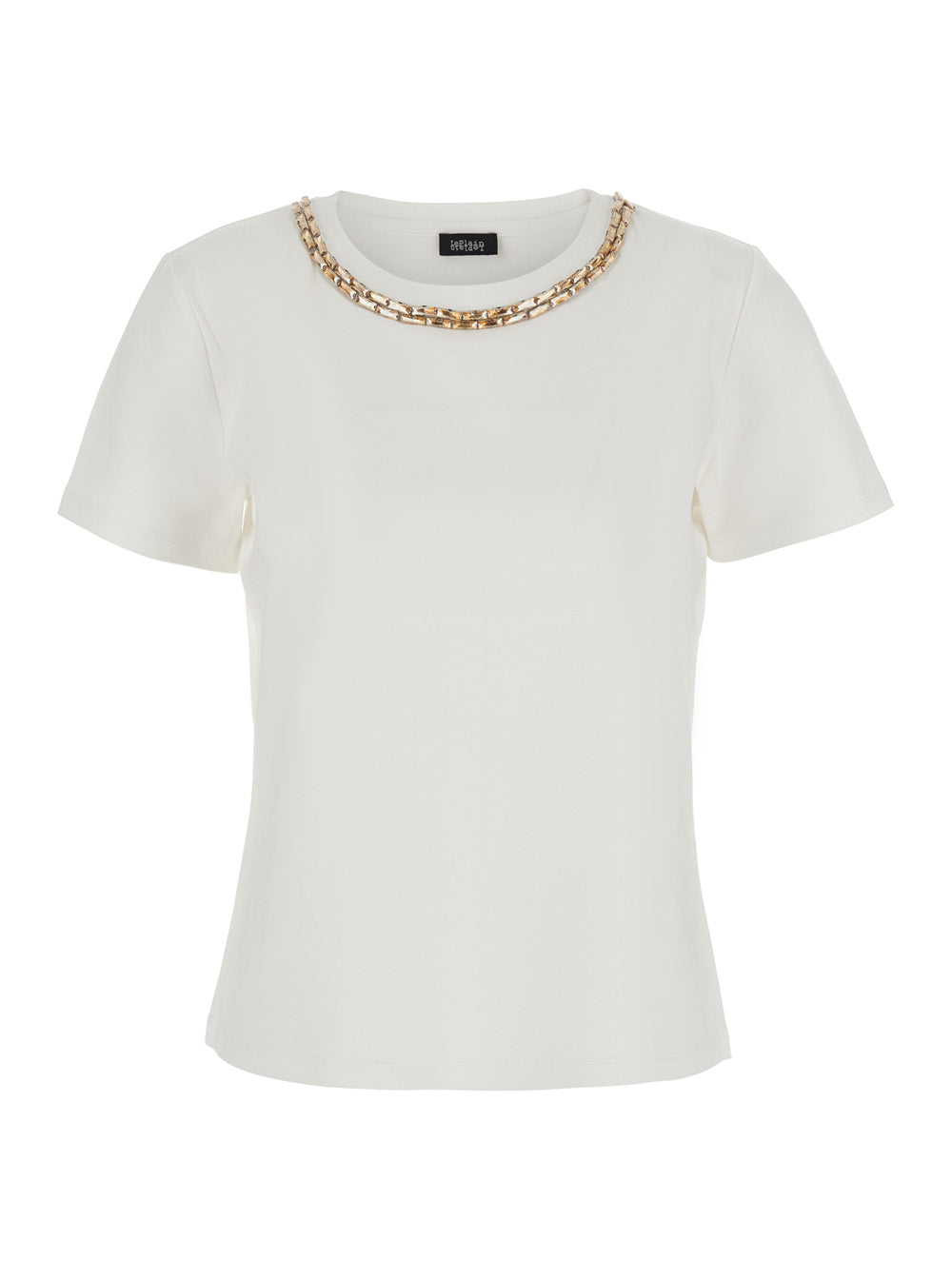Leplain Women T-Shirt With Embroidered Details And Short Sleeves In White Cotton And Spandex Unisex