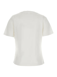 Leplain Women T-Shirt With Embroidered Details And Short Sleeves In White Cotton And Spandex Unisex