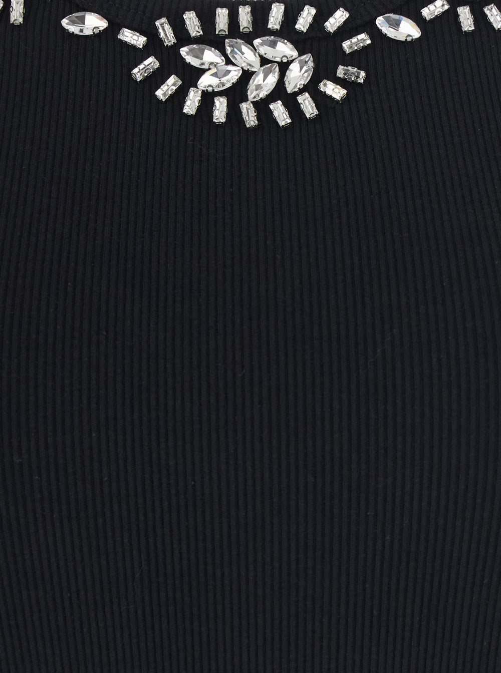 Leplain Women Ribbed Top Embroidery With Black Cotton And Spandex Embroidery For Women