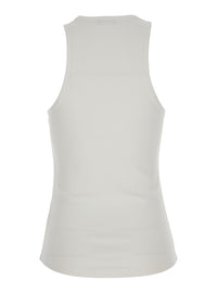 Leplain Women Ribbed Top Embroidery With Embroidered Details And Cotton And Spandex White Women