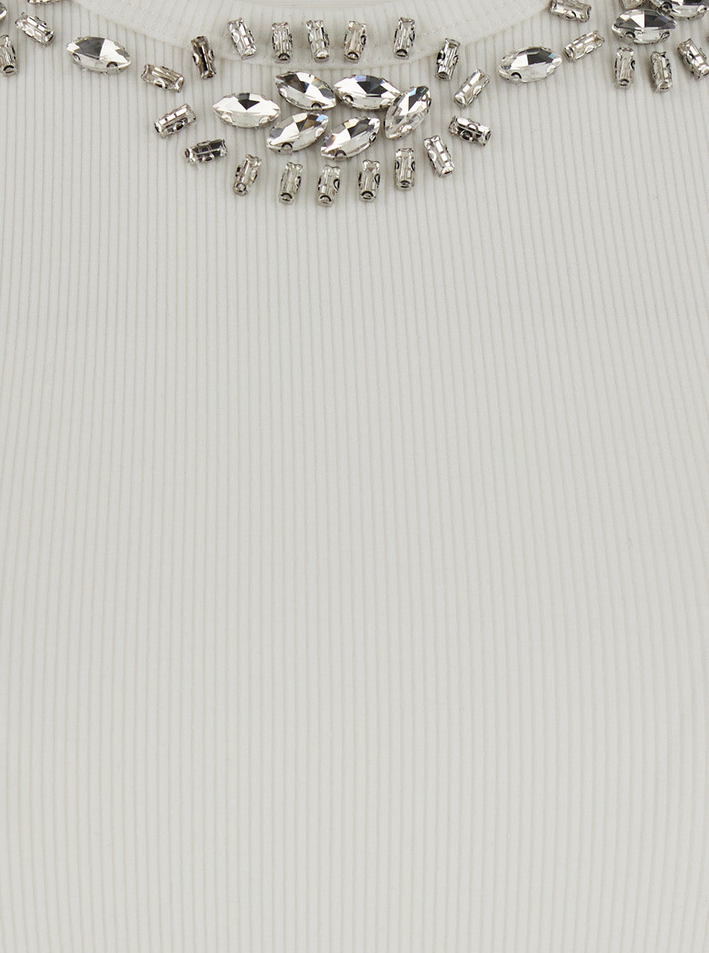 Leplain Women Ribbed Top Embroidery With Embroidered Details And Cotton And Spandex White Women