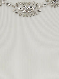 Leplain Women Ribbed Top Embroidery With Embroidered Details And Cotton And Spandex White Women
