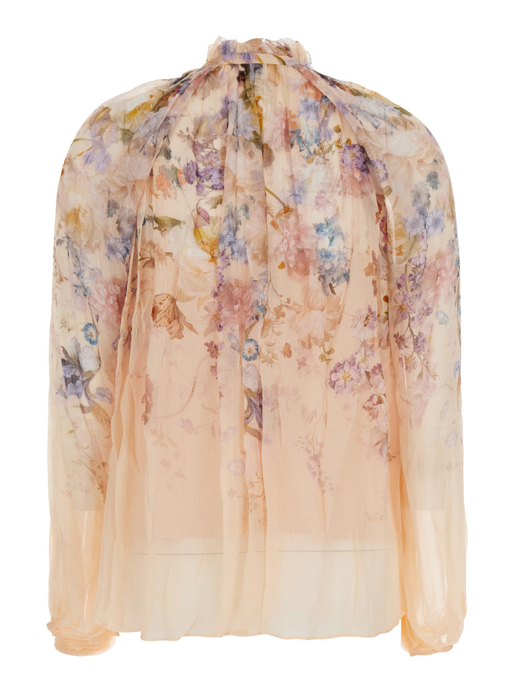 Zimmermann Women Valiant Billow Blouse With Wide Sleeves And Collar, In Viscose, Color Pink, Women