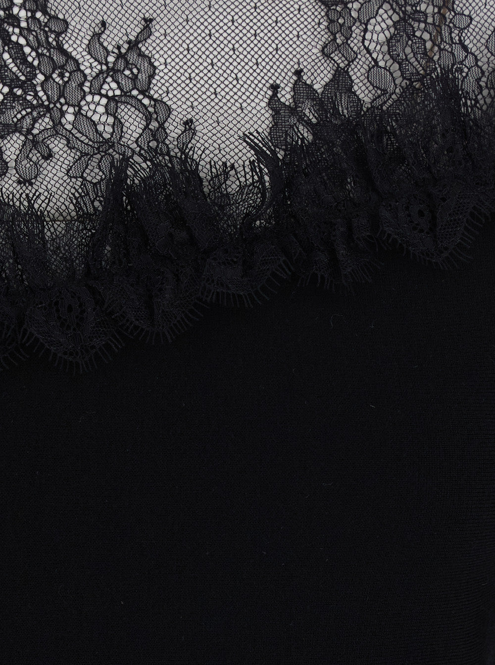 BLUMARINE Blumarine Women Black Round Neck Dress With Front Lace Embroidery In Wool For Women