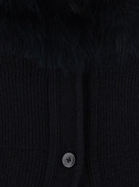 BLUMARINE Blumarine Women Black Long Dress With High Fur Collar In Wool For Women