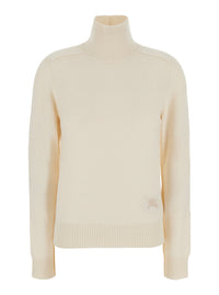 Burberry Women 'Christina' White Sweater With High Neck And Ekd Patch On The Front In Cashmere For Women