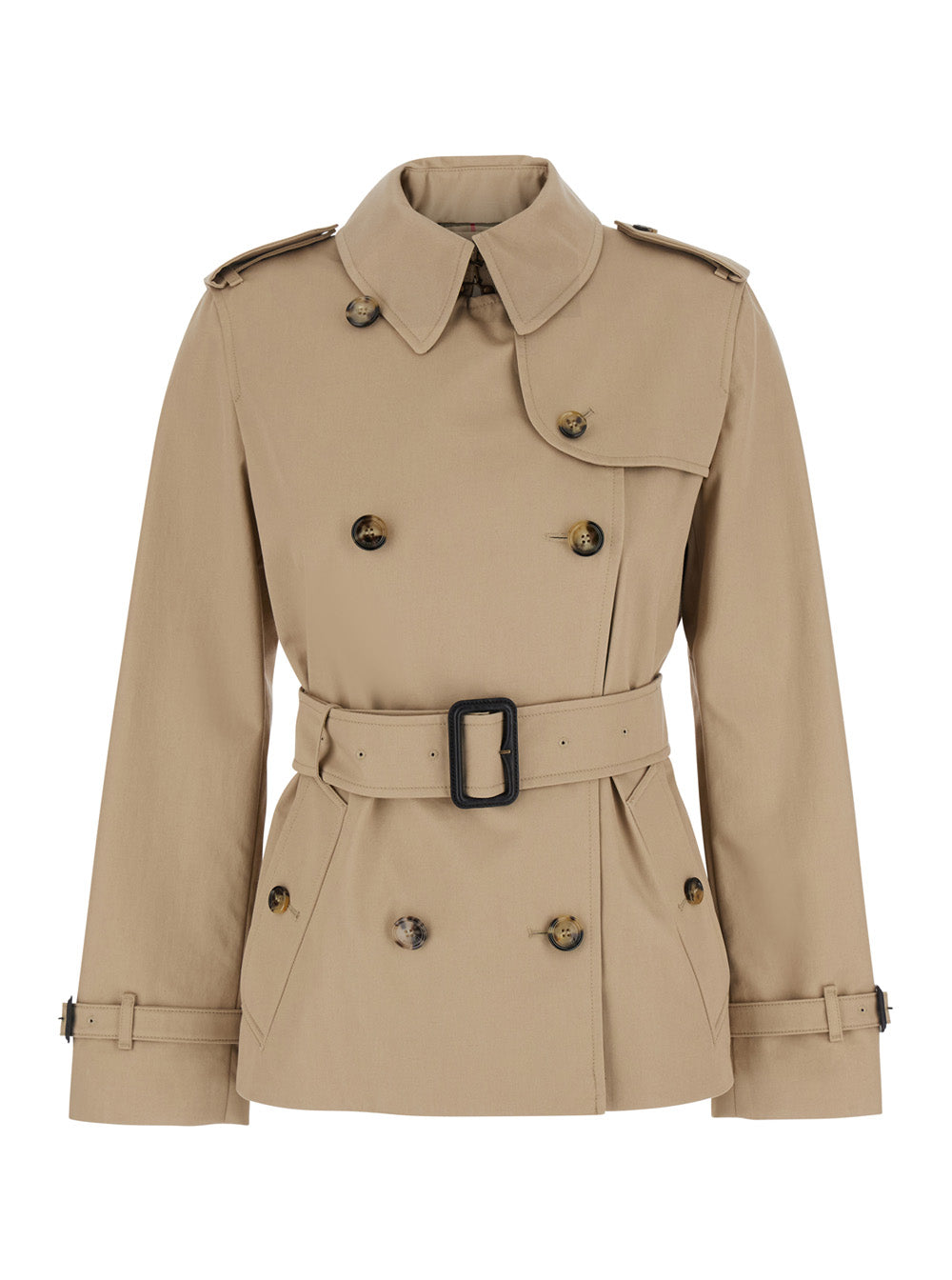 Burberry Women 'Lakefield' Beige Short Trench Coat With Collar And Front Belt In Cotton For Women