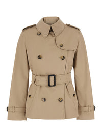 Burberry Women 'Lakefield' Beige Short Trench Coat With Collar And Front Belt In Cotton For Women