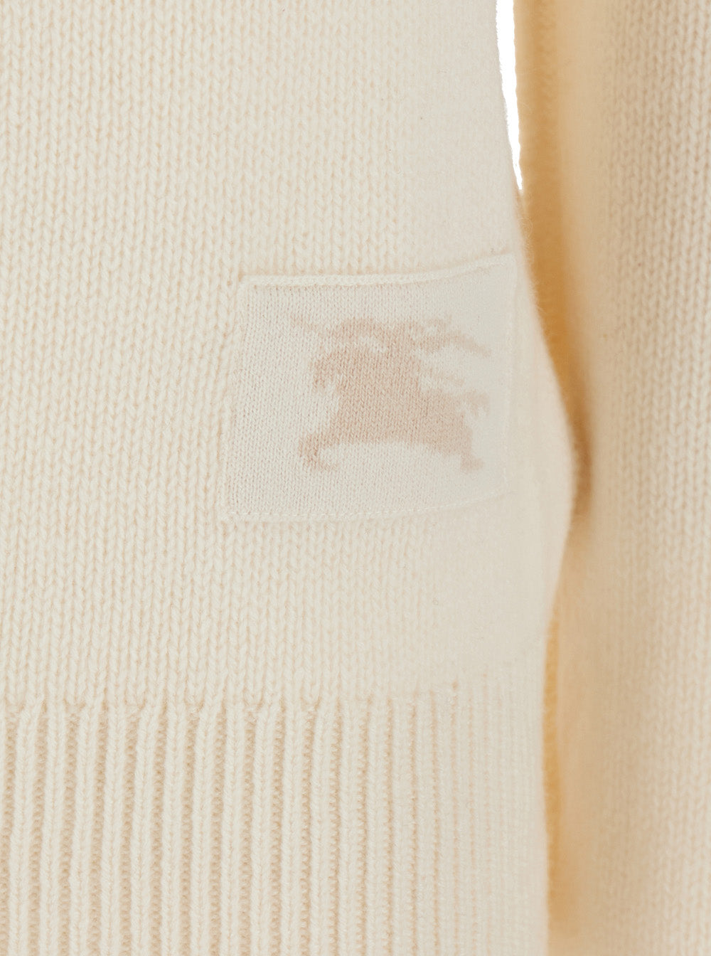 Burberry Women 'Christina' White Sweater With High Neck And Ekd Patch On The Front In Cashmere For Women