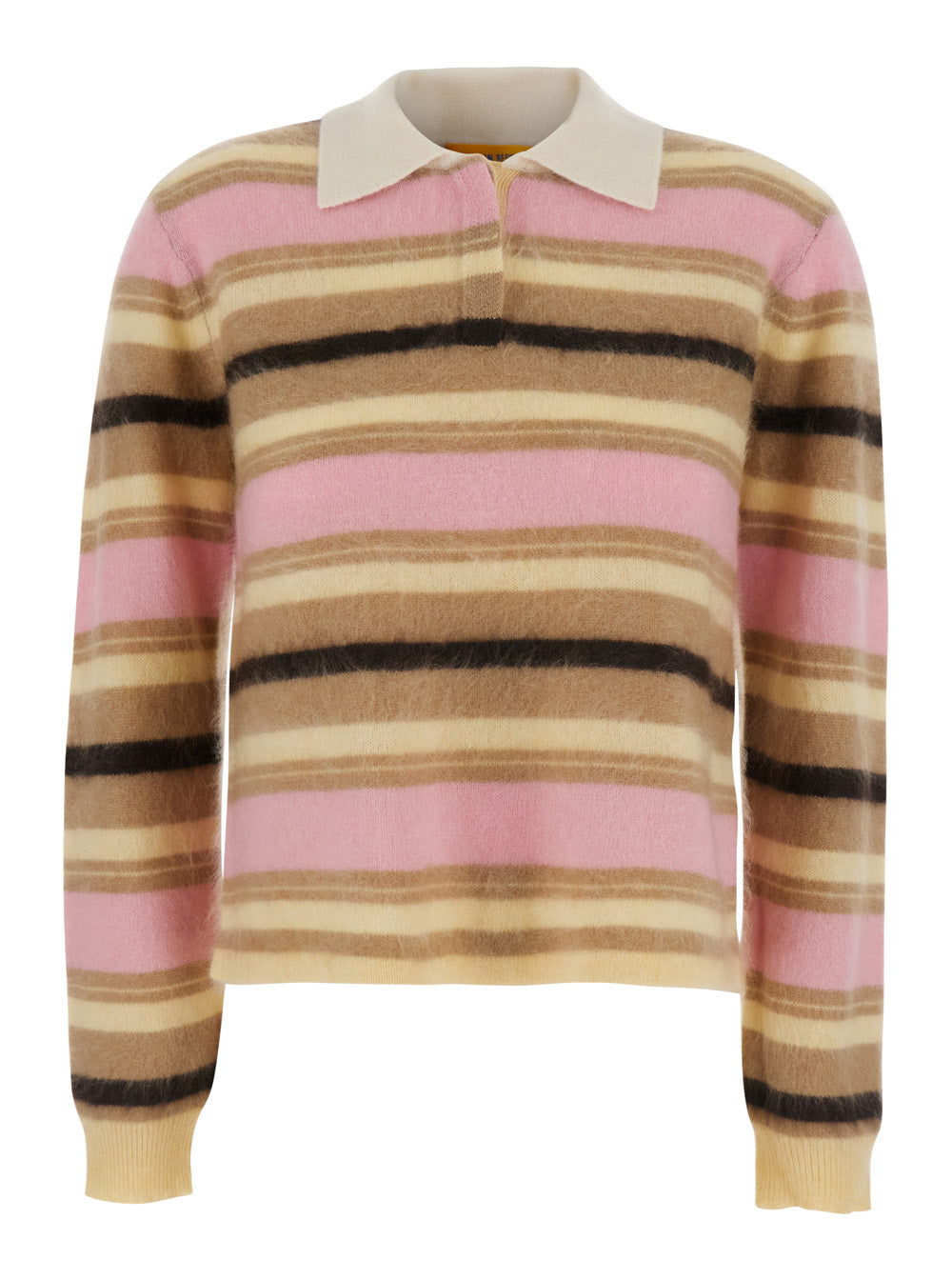 GUEST IN RESIDENCE Guest In Residence Women Multicolor Polo Shirt With Long Sleeves, Classic Collar And All-Over Striped Motif In Cashmere For Women