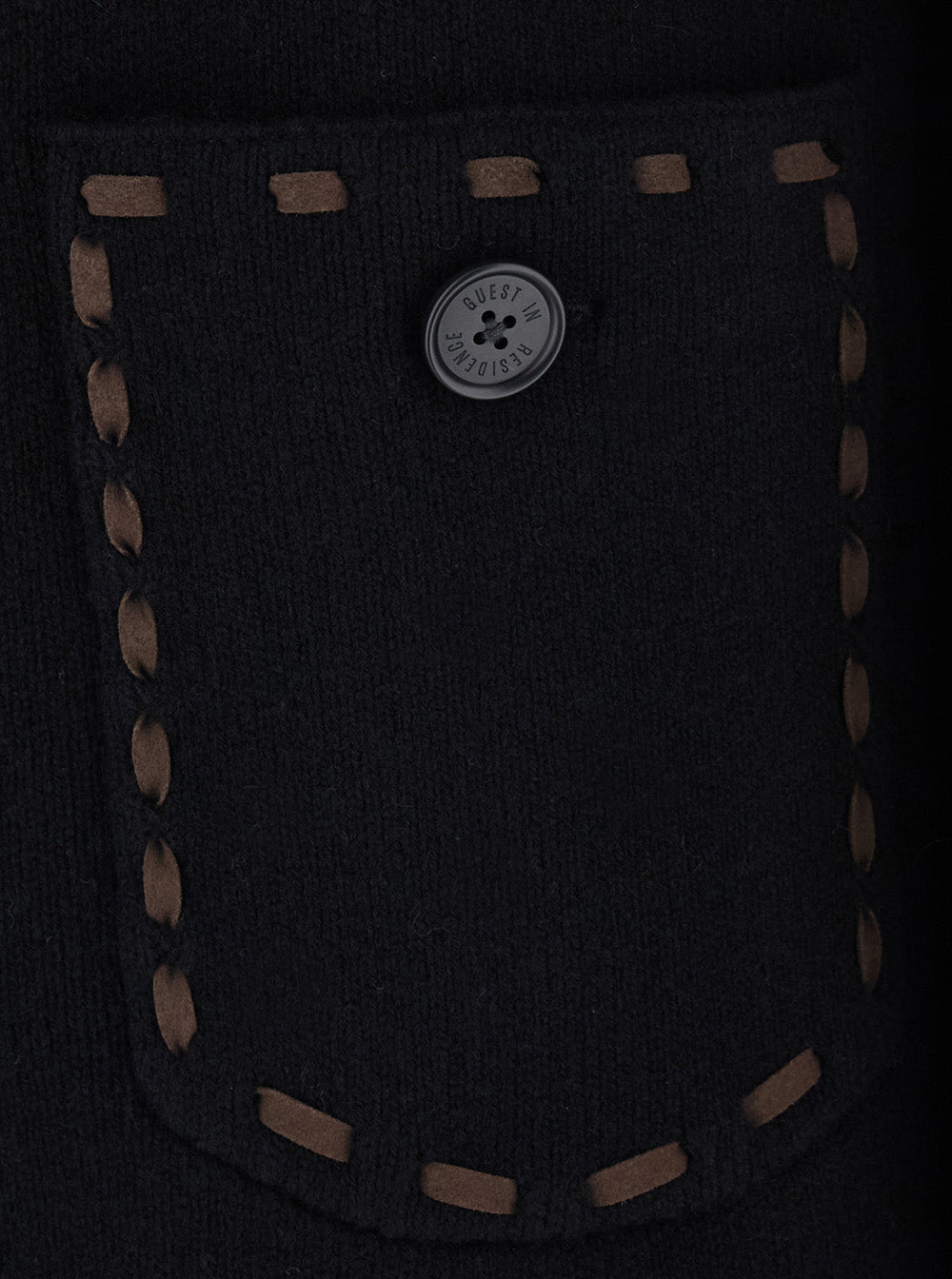 Guest In Residence Women Black Cardigan With Fringed Hem And Contrasting Stitching In Wool And Cashmere For Women