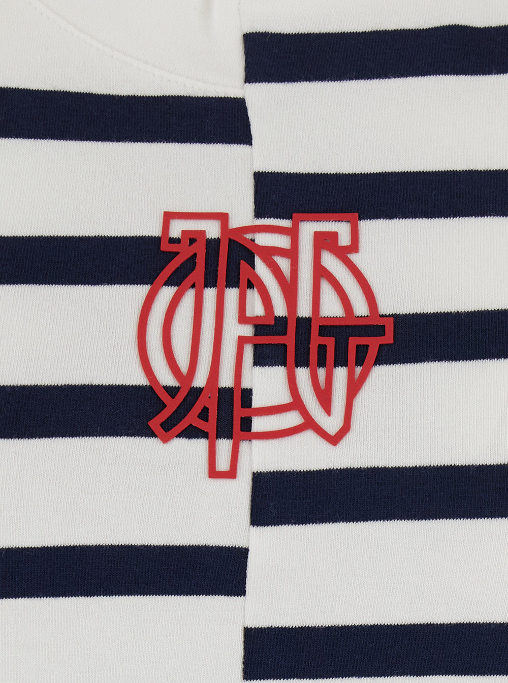 JEAN PAUL GAULTIER Jean Paul Gaultier Women Black And White Sleeveless Top With Asymmetrical Design And All-Over Striped Motif And Front Logo On The Front In Cotton Blend For Women