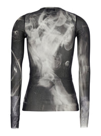 JEAN PAUL GAULTIER Jean Paul Gaultier Women Black And White Long-Sleeved Top With Smoking Women Print In Tech Fabric For Women
