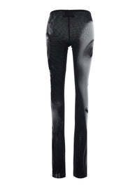JEAN PAUL GAULTIER Jean Paul Gaultier Women Black Pants With 'Smoking Women' Print In Tech Fabric For Women