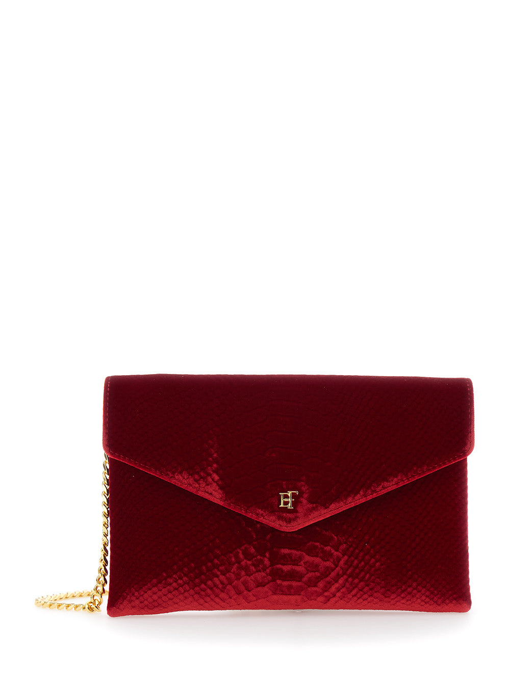 ELISABETTA FRANCHI Elisabetta Franchi Women Mini Bag Velvet Small Pochette With Closure And Patch In Red Velvet For Women