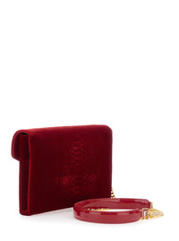 ELISABETTA FRANCHI Elisabetta Franchi Women Mini Bag Velvet Small Pochette With Closure And Patch In Red Velvet For Women