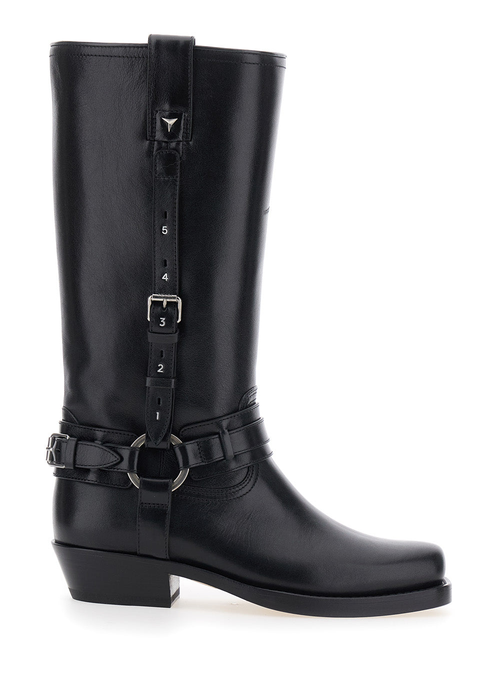 Fendi Women Black Boots With Rounded Toe And Side Buckle Straps In Leather For Women