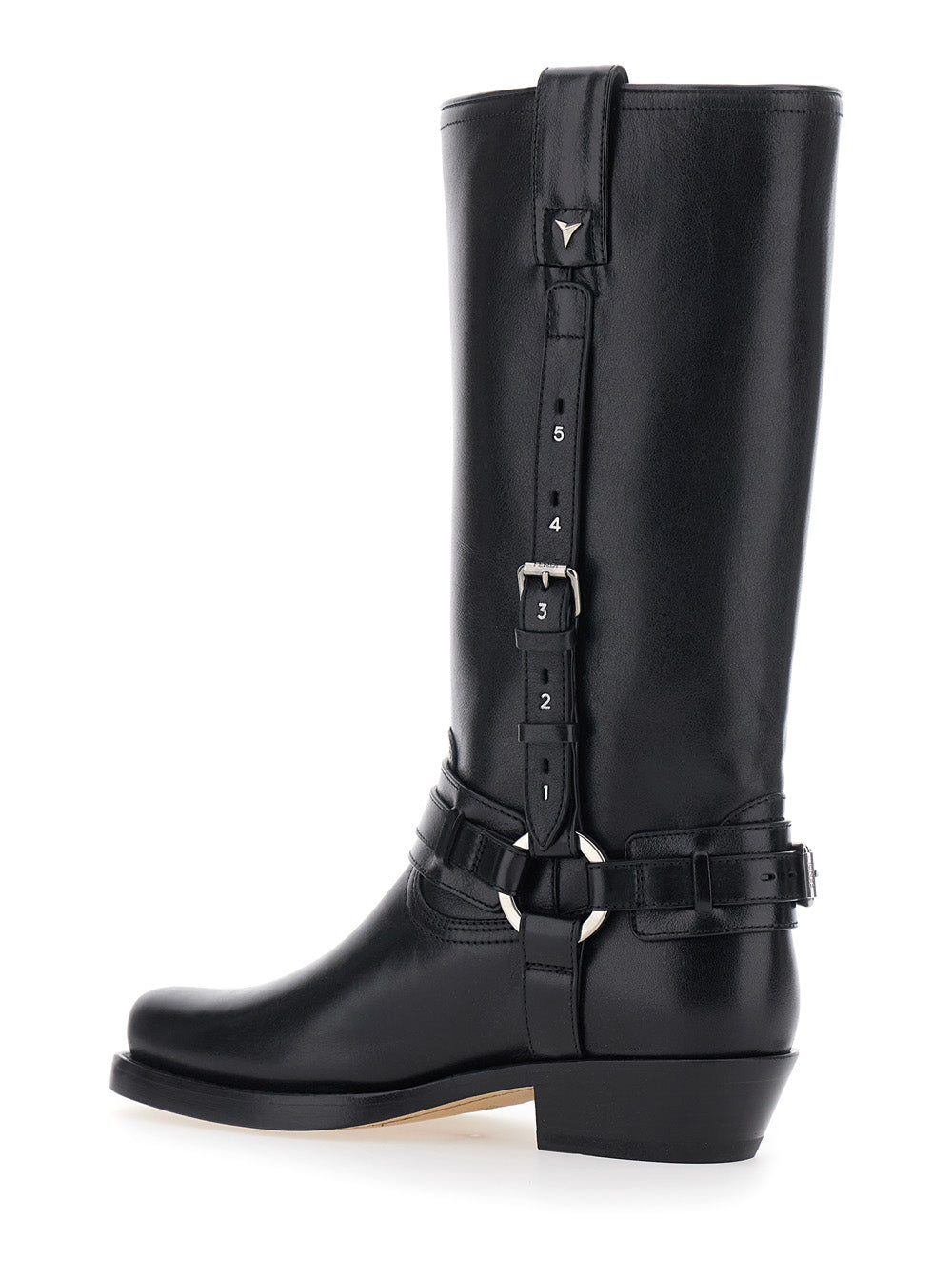 Fendi Women Black Boots With Rounded Toe And Side Buckle Straps In Leather For Women