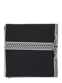 Fendi Women Black Scarf With All-Over Print And Embossed Logo Lettering In Silk For Women