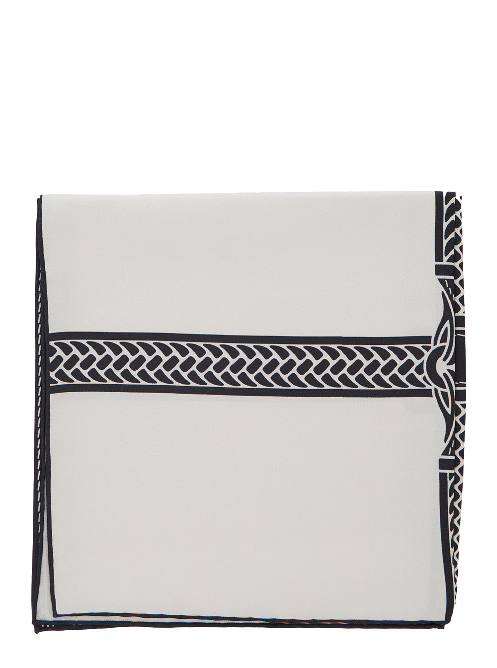 Fendi Women White Scarf With All-Over Print And Embossed Logo Lettering In Silk For Women
