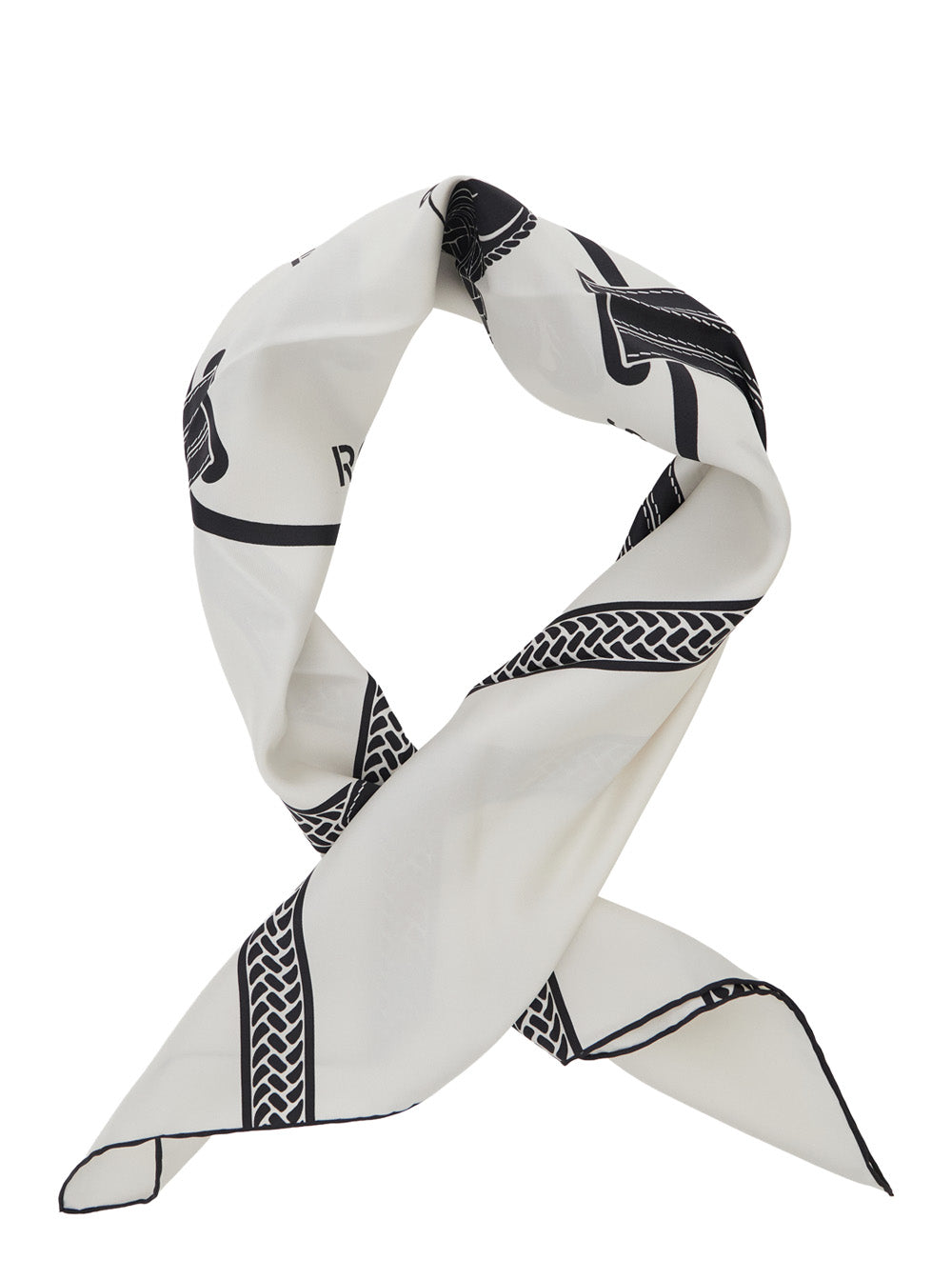 Fendi Women White Scarf With All-Over Print And Embossed Logo Lettering In Silk For Women