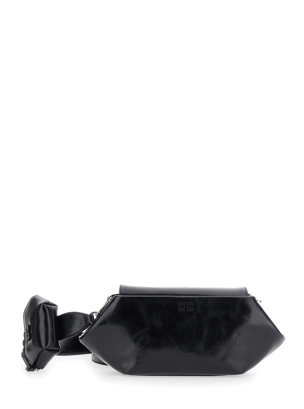 GANNI Ganni Women Shoulder Bag With Triomphe Plate In Black Leather For Women