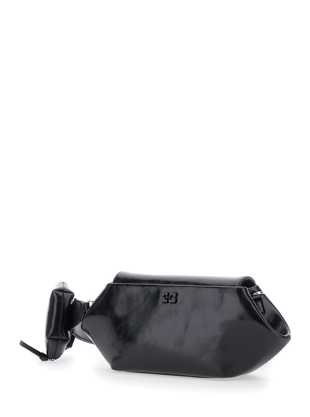 GANNI Ganni Women Shoulder Bag With Triomphe Plate In Black Leather For Women