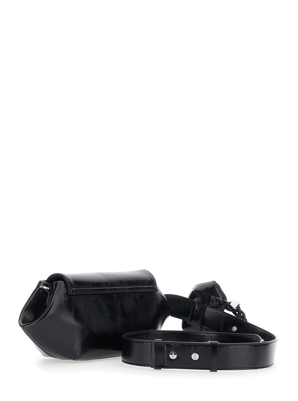 GANNI Ganni Women Shoulder Bag With Triomphe Plate In Black Leather For Women