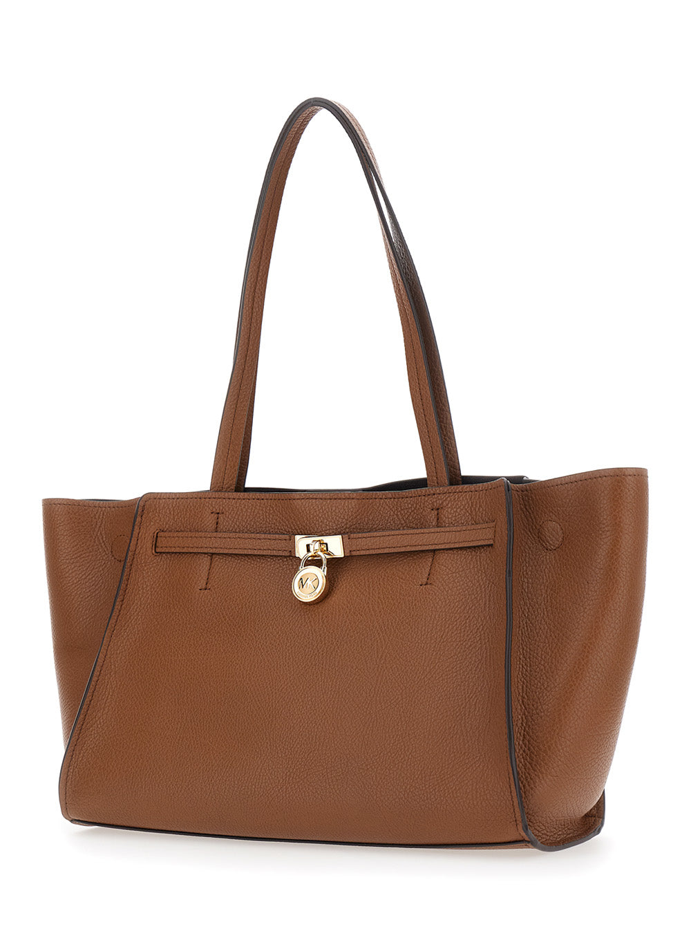 MICHAEL MICHAEL KORS Michael Michael Kors Women Hamilton Moderne Lg East West Fold Tote Bag With Metal Details And Prominent Logo, In Leather, Brown, Women