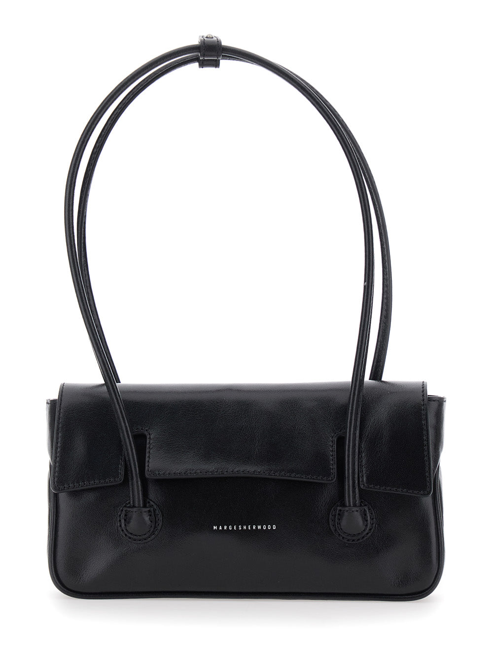 MARGESHERWOOD Margesherwood Women Shoulder Bag With Flap In Black Glossy Leather For Women