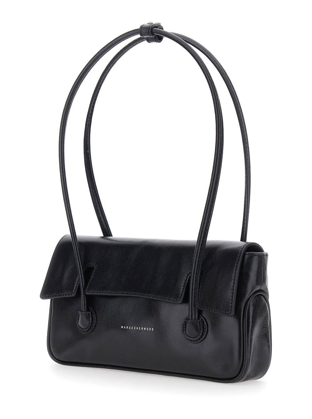MARGESHERWOOD Margesherwood Women Shoulder Bag With Flap In Black Glossy Leather For Women