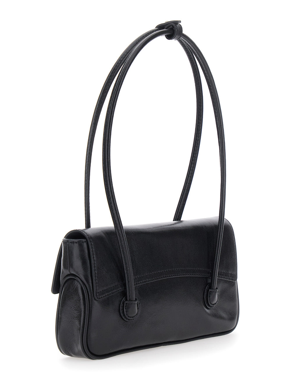 MARGESHERWOOD Margesherwood Women Shoulder Bag With Flap In Black Glossy Leather For Women