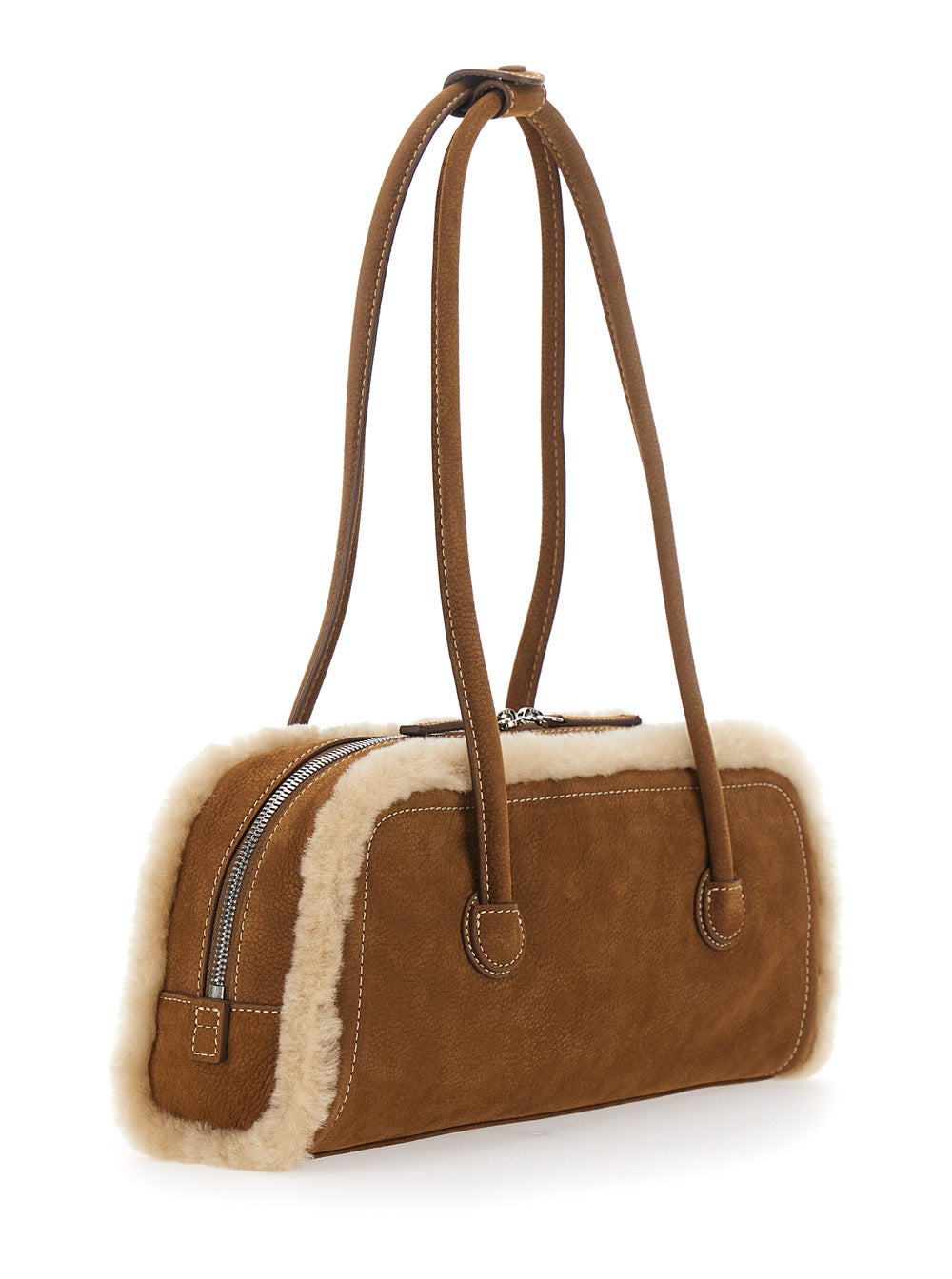 MARGESHERWOOD Margesherwood Women Shoulder Bag Beige With Shearling And Nubuck Details