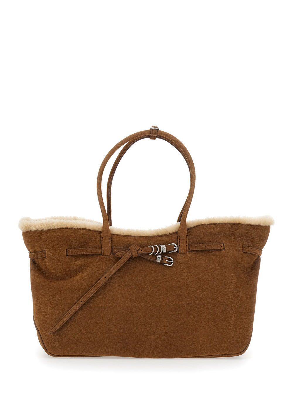 MARGESHERWOOD Margesherwood Women Shoulder Bag With Zip Closure In Beige Shearling For Women