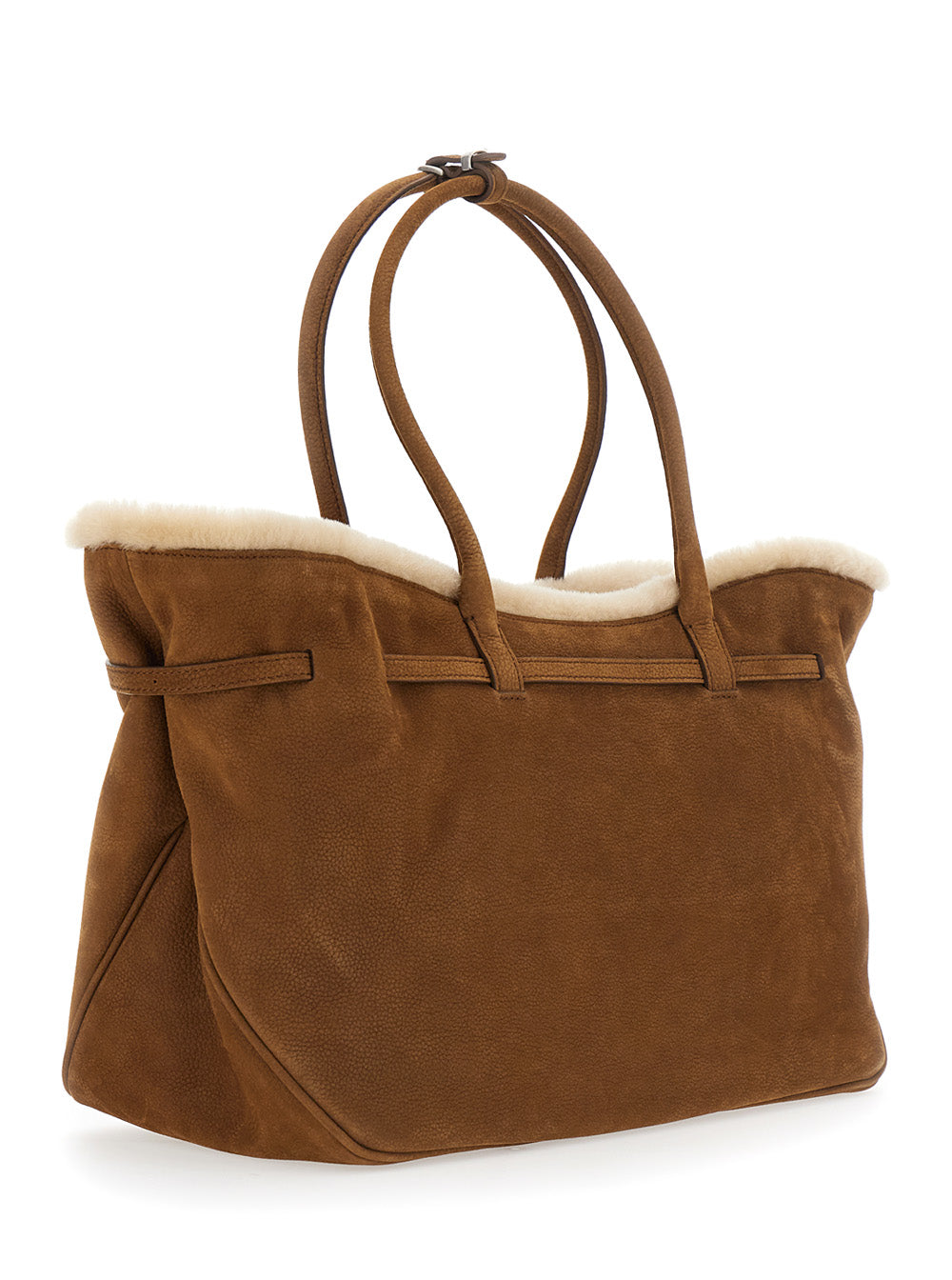MARGESHERWOOD Margesherwood Women Shoulder Bag With Zip Closure In Beige Shearling For Women