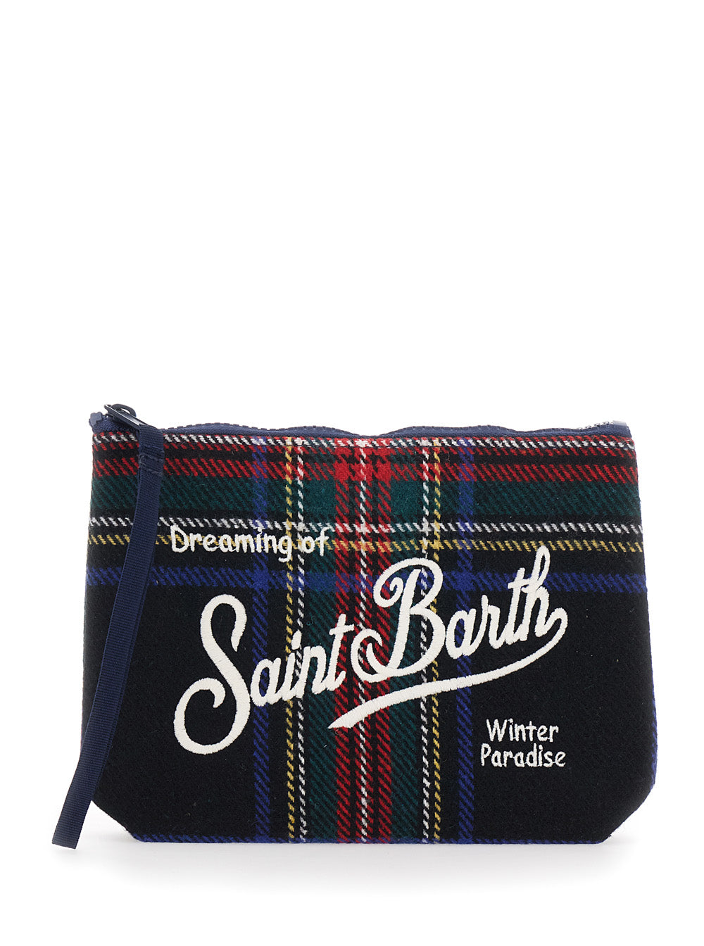 MC2 SAINT BARTH Mc2 Saint Barth Women Aline Wool Pouch With Tartan, 70% Rubber And 30% Polyester, Multicolor, Unisex