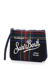 MC2 SAINT BARTH Mc2 Saint Barth Women Aline Wool Pouch With Tartan, 70% Rubber And 30% Polyester, Multicolor, Unisex