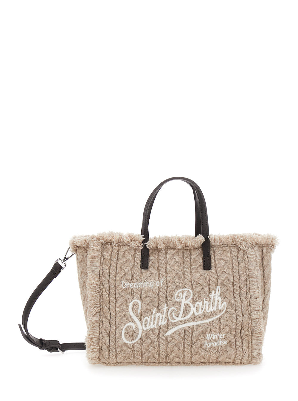 MC2 SAINT BARTH Mc2 Saint Barth Women Shoulder Bag Colette With Knit Details And Tech Fabric, Beige Color, Unisex