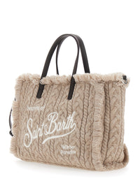 MC2 SAINT BARTH Mc2 Saint Barth Women Shoulder Bag Colette With Knit Details And Tech Fabric, Beige Color, Unisex
