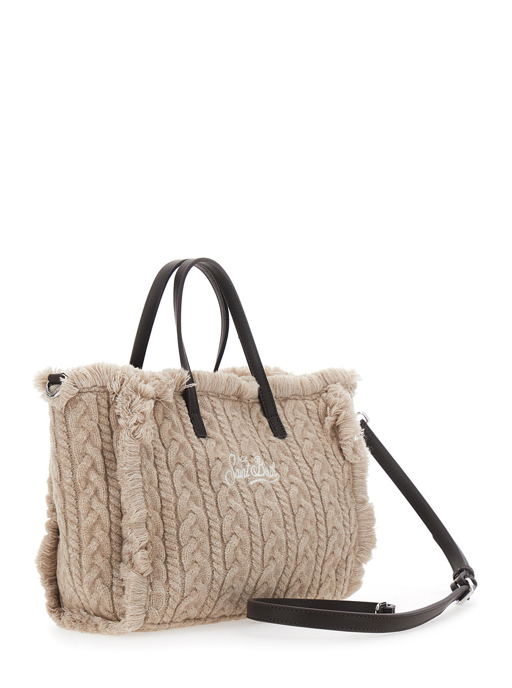 MC2 SAINT BARTH Mc2 Saint Barth Women Shoulder Bag Colette With Knit Details And Tech Fabric, Beige Color, Unisex