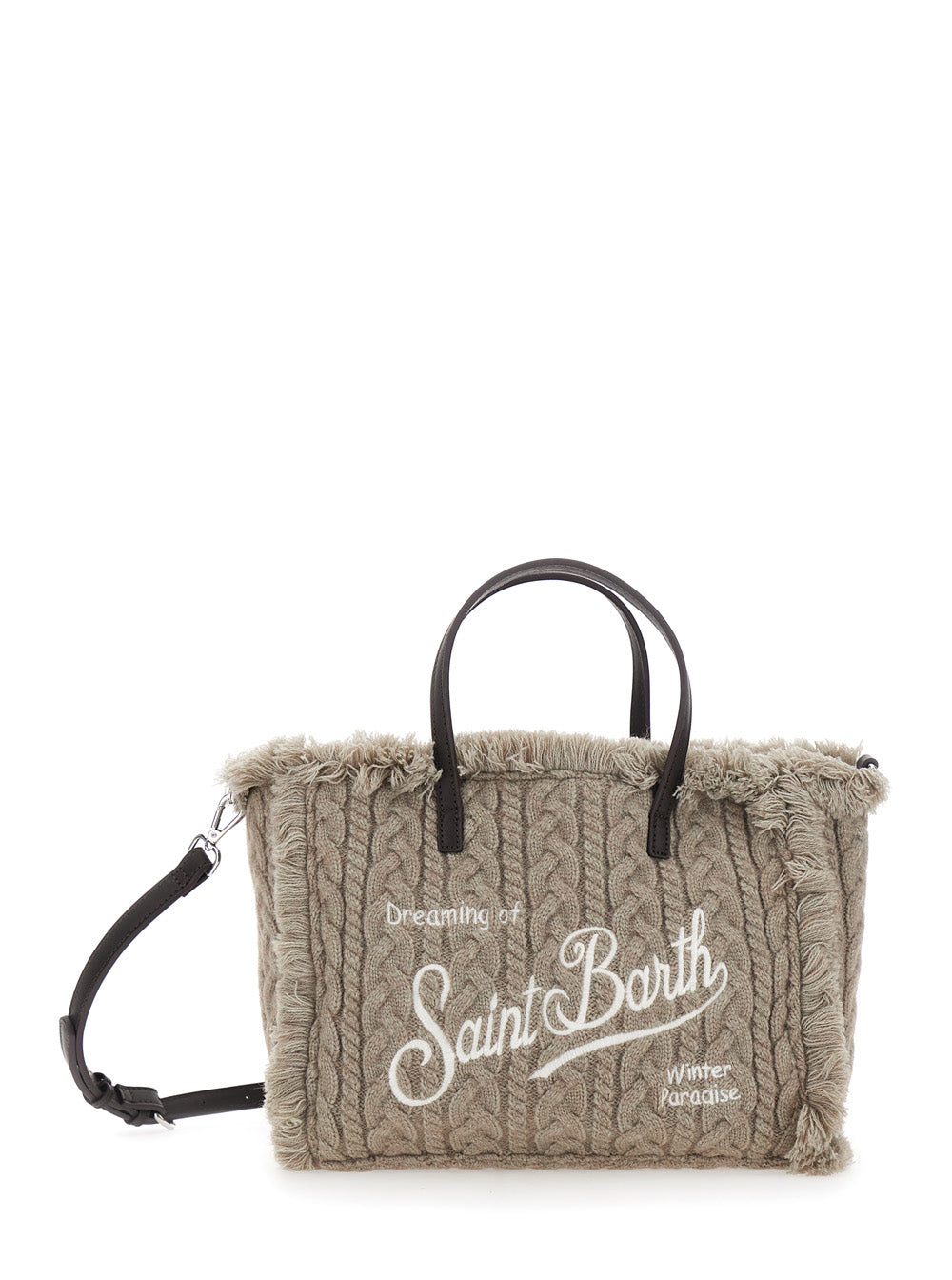 MC2 SAINT BARTH Mc2 Saint Barth Women Shoulder Bag Colette Wool Braid N With Tech Fabric And Gray Color For Women