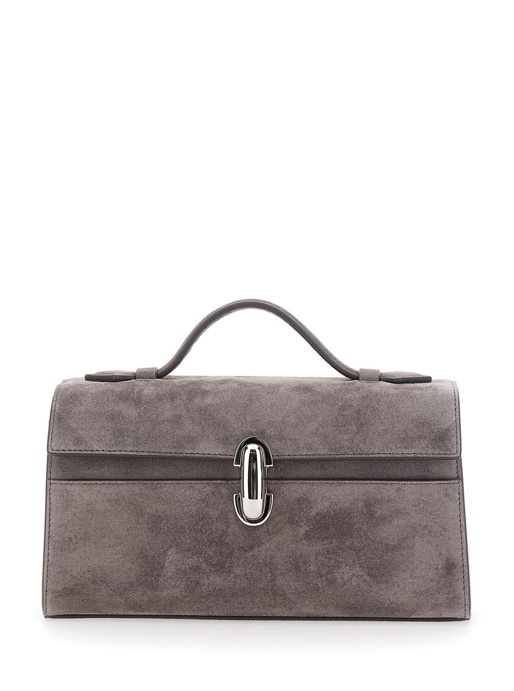 SAVETTE Savette Women Symmetry Clutch In Suede With Elegant Details In Brown Suede For Women
