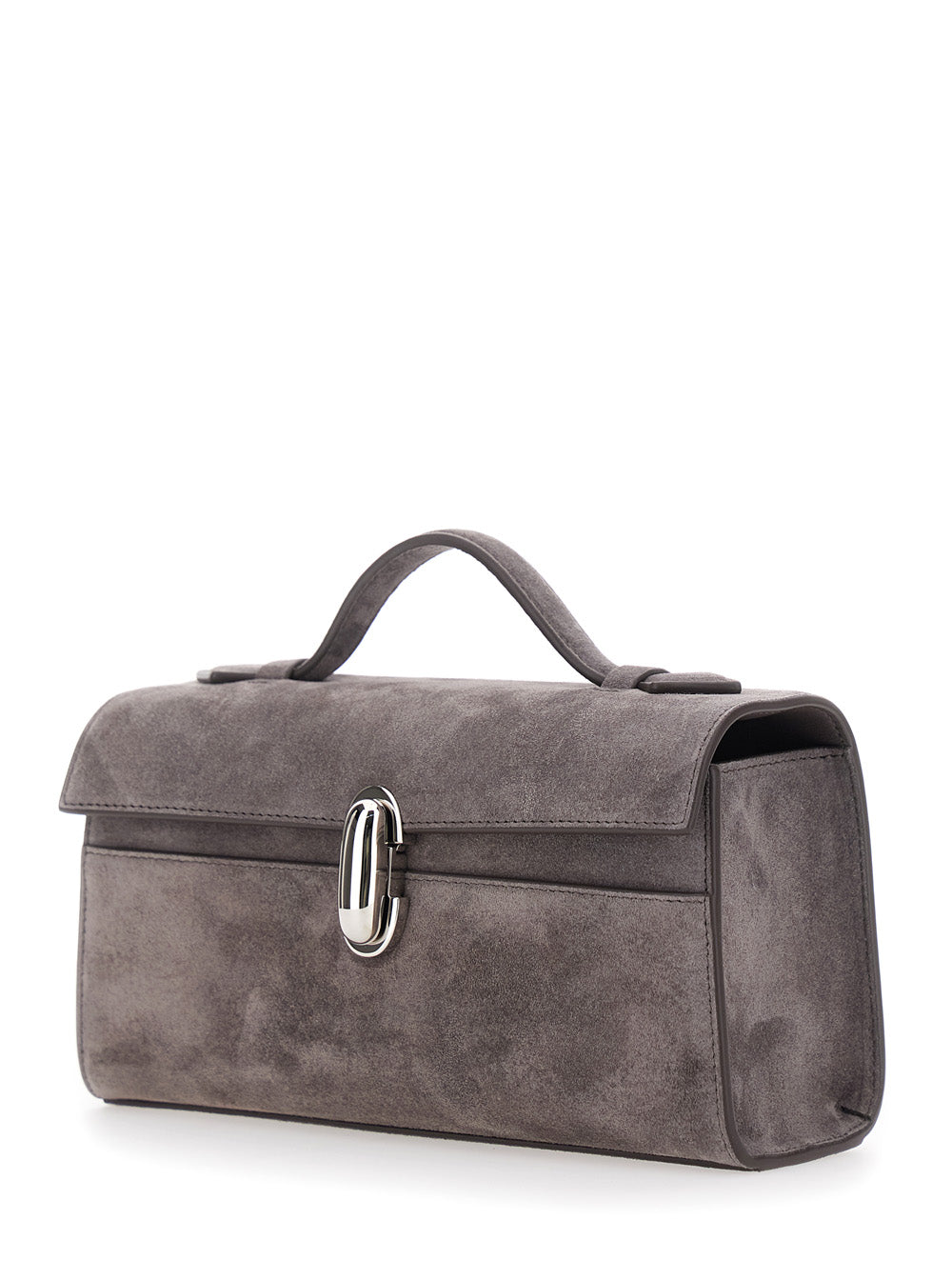 SAVETTE Savette Women Symmetry Clutch In Suede With Elegant Details In Brown Suede For Women