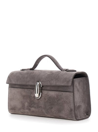 SAVETTE Savette Women Symmetry Clutch In Suede With Elegant Details In Brown Suede For Women