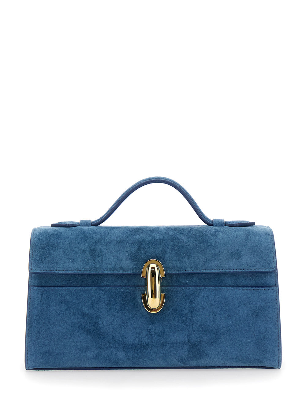SAVETTE Savette Women Symmetry Clutch In Suede With Elegant Details And Blue Unisex Suede
