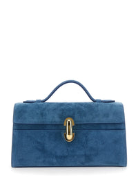 SAVETTE Savette Women Symmetry Clutch In Suede With Elegant Details And Blue Unisex Suede