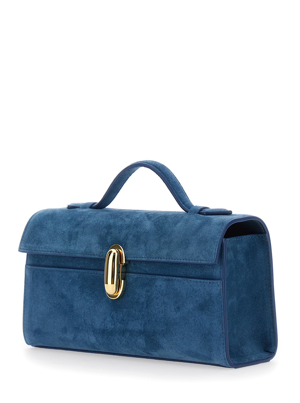 SAVETTE Savette Women Symmetry Clutch In Suede With Elegant Details And Blue Unisex Suede