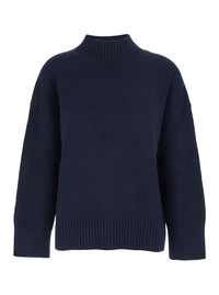 Leplain Women Women Mock Neck Pullover 5Gg With High Collar And Long Sleeves In Blue Cashmere